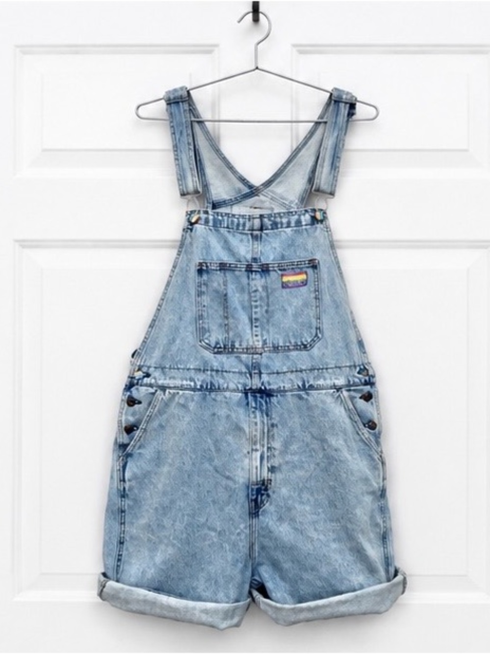 Levi’s Pride Collection Denim Shortalls Rainbow Patch Overalls Shorts Unisex M